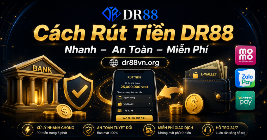 Cách rút tiền DR88 chi tiết 2026 – rút nhanh an toàn miễn phí